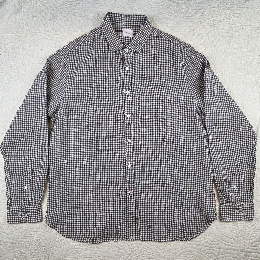 Swims Amalfi Men's Linen Shirt XL Green Check Mother Of Pearl Buttons Norway